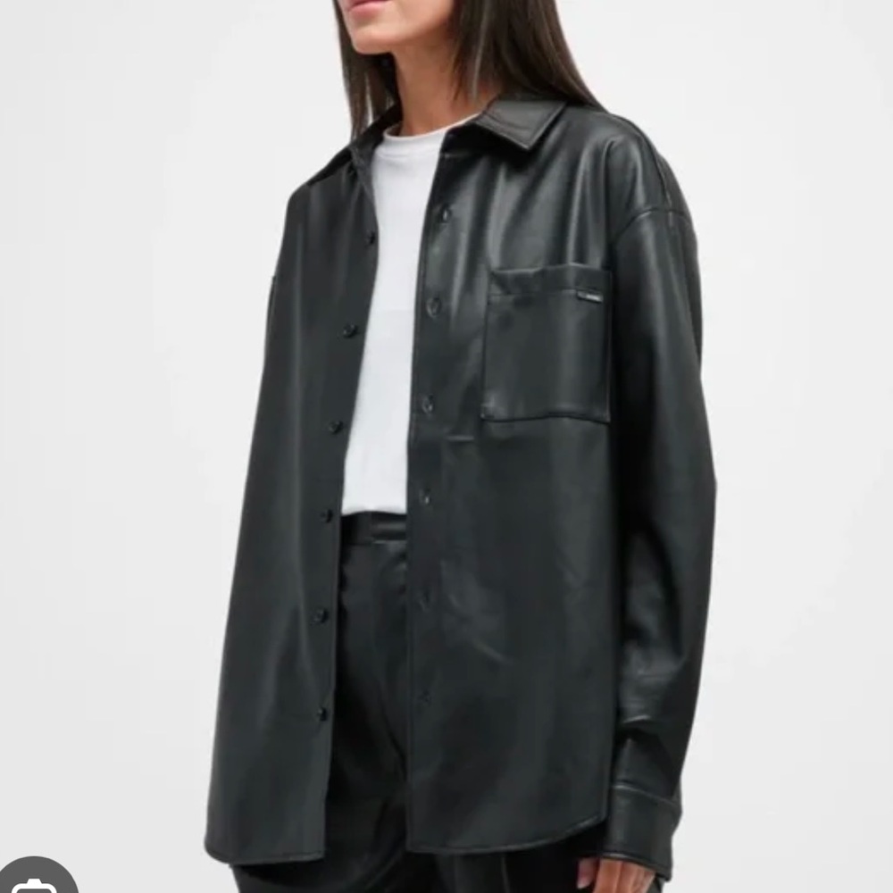 Mother Denim the Frenchie Faux Leather Shirt